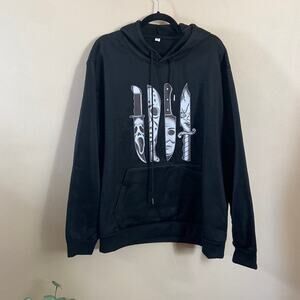New Black Horror Movie Character graphic Hoodie pullover Men's Medium Halloween